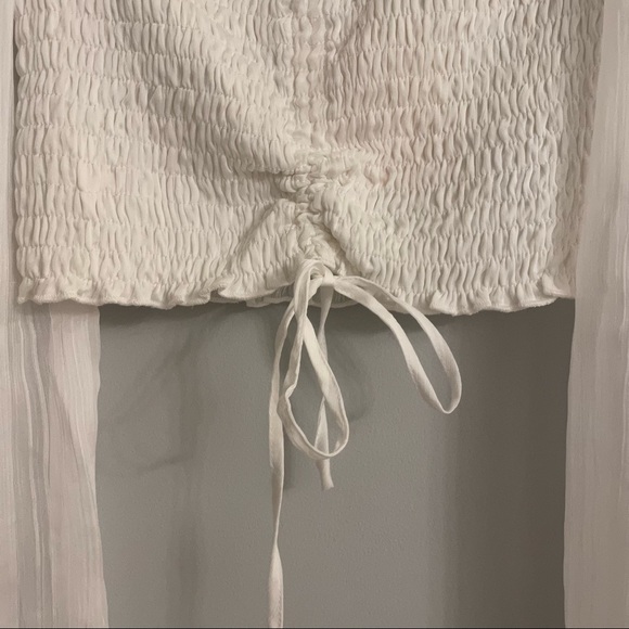 NWT Kittenish White Smock Sheer Long Sleeved Boho Peasant Crop Top - Picture 3 of 8